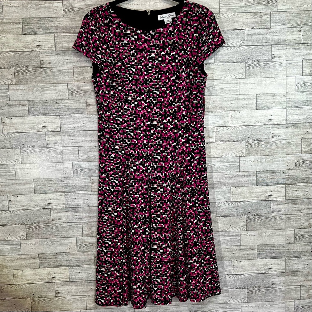 Laura Jeffries Pink/Black/White Multi-Blocks Dress‎ -Size 12 Fit & Flare